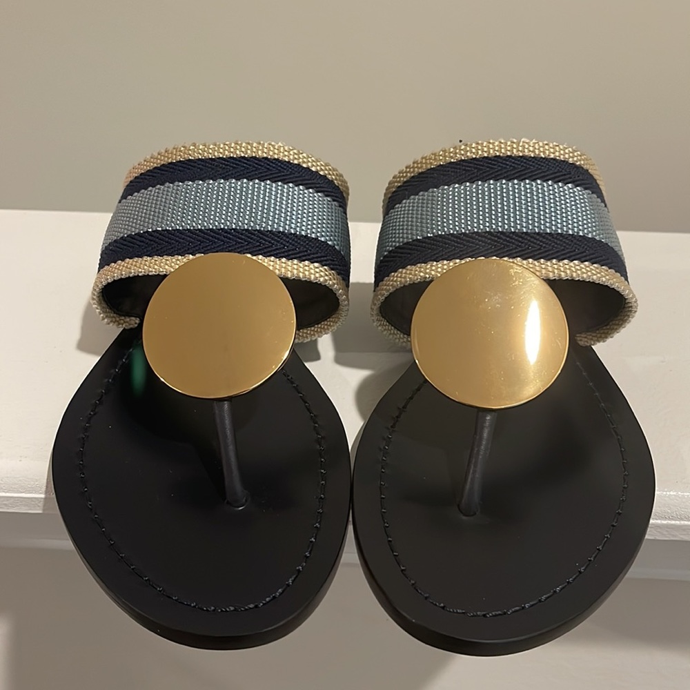 Tory Burch Canvas Tong Flat Slides
